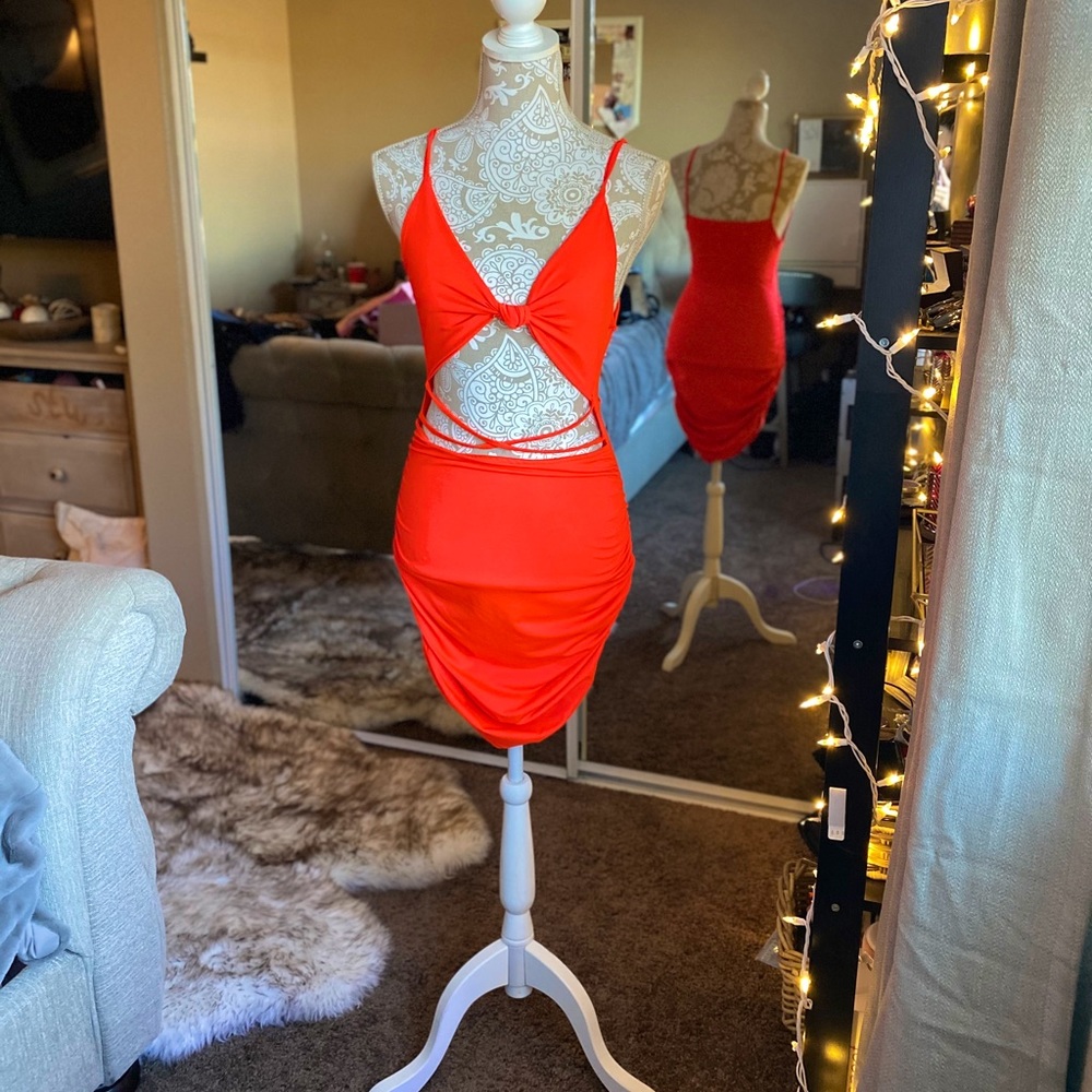 F21 Brand Party Dress - Neon Orange (M/L)
